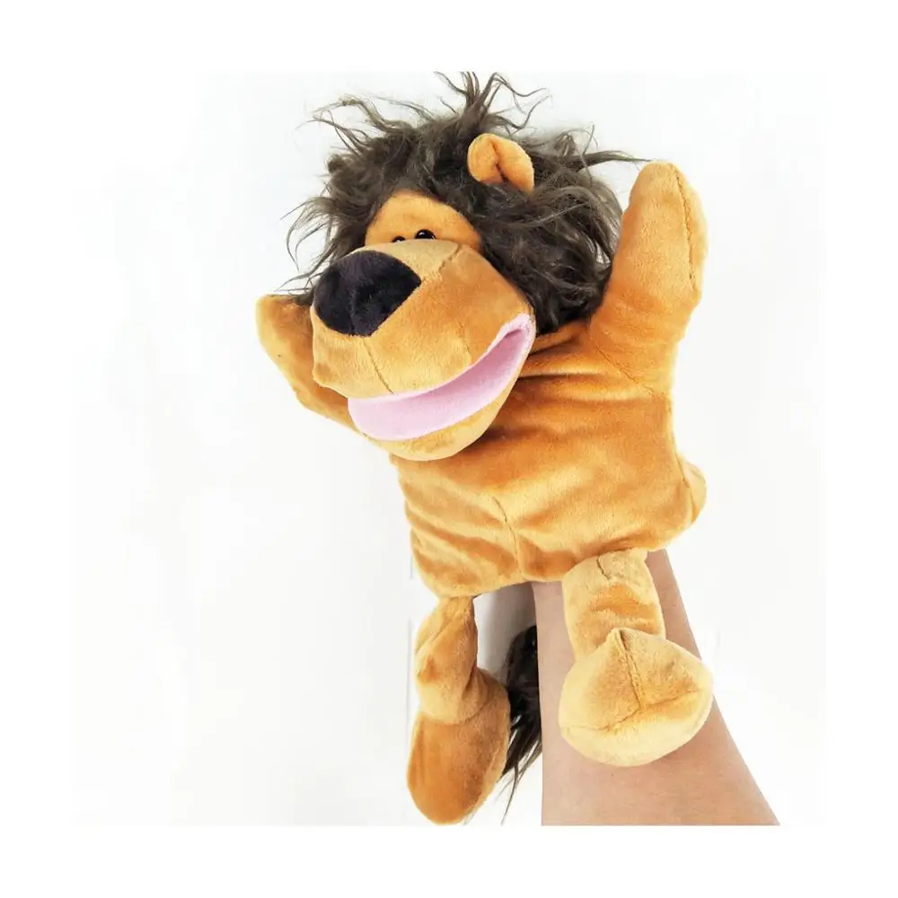 Children Big Brown Lions Mouth Plush Toy Stuffed Hand Puppet