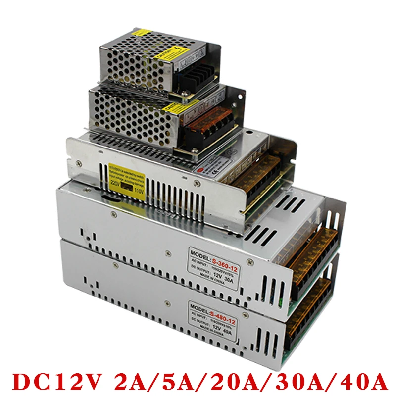 Lighting Transformers 110V 220V To DC5V 12V 24V 36V 48V 1A 2A 3A 5A 10A 15A 20A 30A 40A 80A For LED Strip Switch Power Supply