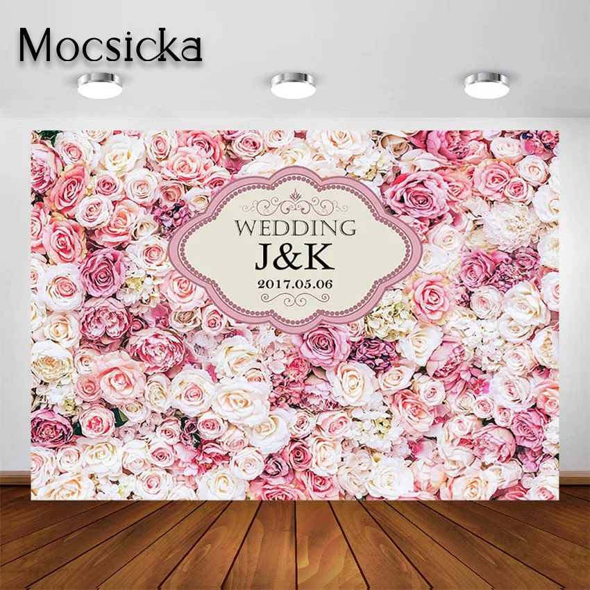 

Mocsicka Photography Backdrops Pink Rose Flower Custom Birthday Party Wedding Photo Background Photoshoot Photocall Studio Props