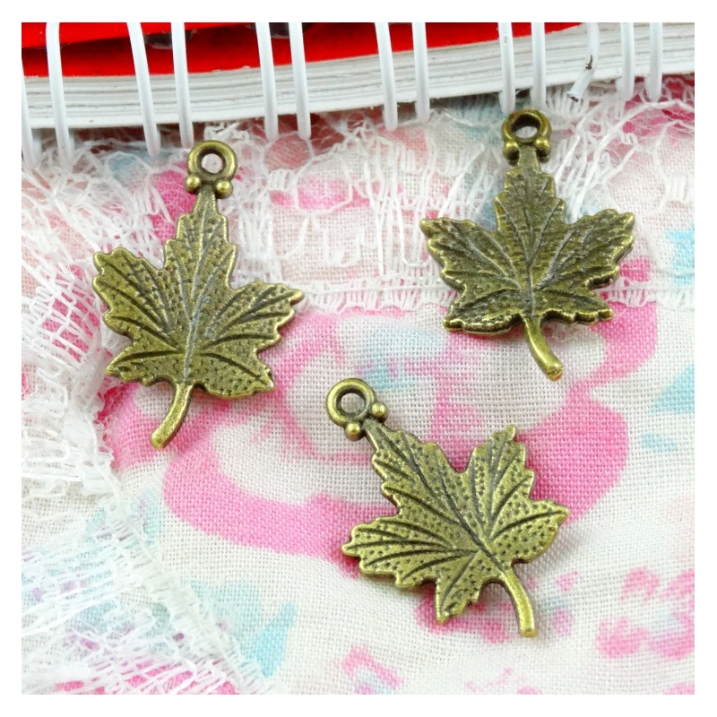 80pcs/lot maple leaf pendant 23.2*15.3MM antique bronze plated leaves Charms DIY jewelry accessories