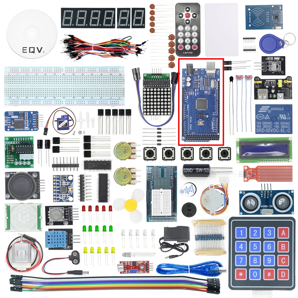 Imagem -02 - Kit Inicial de Projeto Mais Completo para Arduino Eqv Mega 2560 Nano com Lcd1602 Iic Sensor Ultrassônico Tutorial o