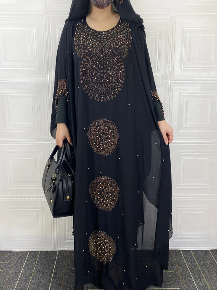 Schwarz Abaya Dubai Türkei Muslim Hijab Kleid 2021 Kaftan Marocain Arabe Islamische Kleidung Kimono Femme Musulmane Djellaba