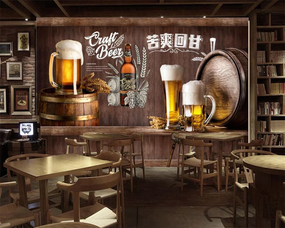 beibehang papel de parede Customized modern new retro brick wall beer bar restaurant background decoration wallpaper