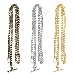 Pocket Watch Holder Chain for Men Women Retro Vintage Silver Bronze Gold Pocket Watch Chain Link with T Bar Antique Gift