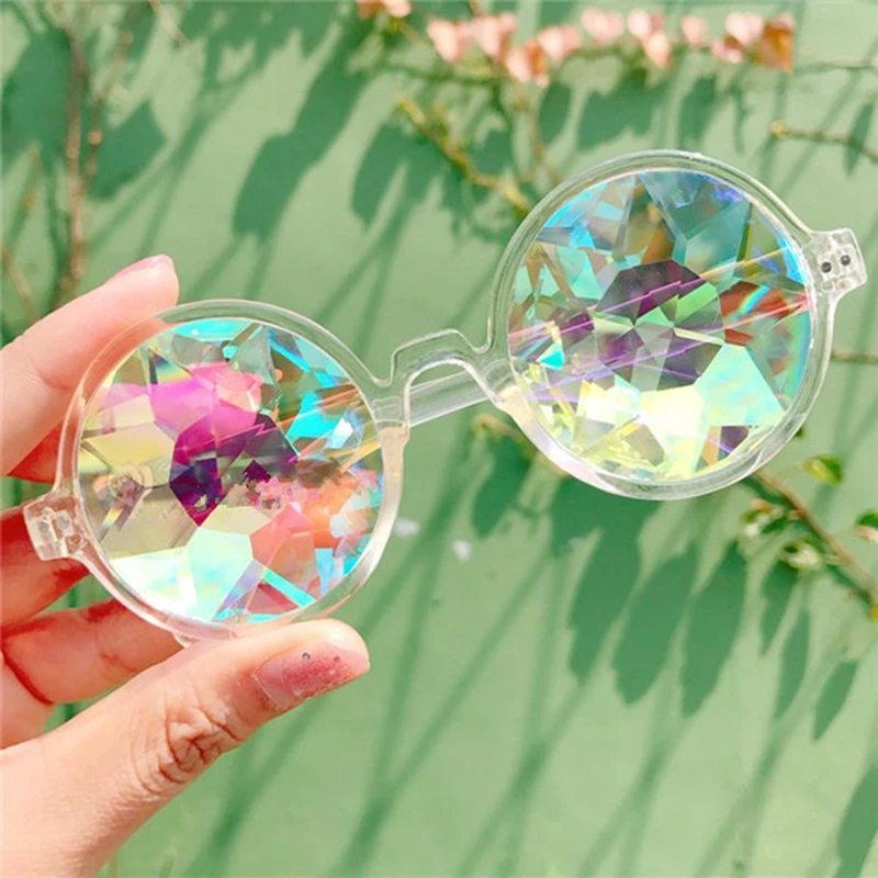 Kaleidoscope Glasses Rave Festival Party Sunglasses Diffracted Lens-Transparent