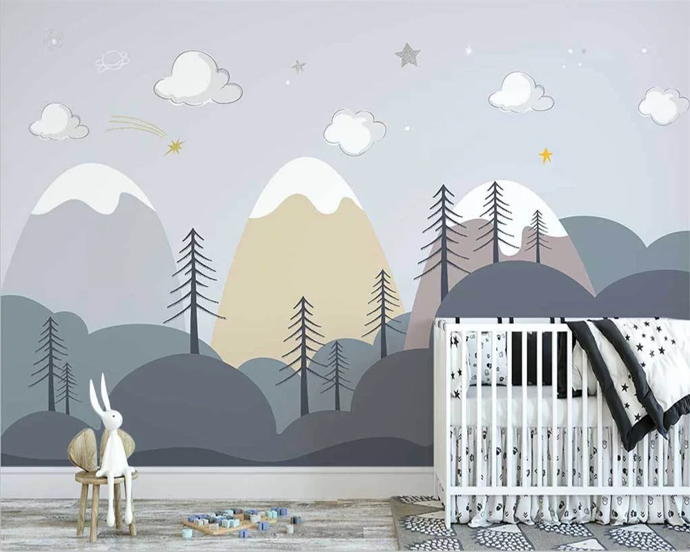 

beibehang Custom modern papel de pared Nordic hand-painted valley dinosaur height stickers children's room background wallpaper