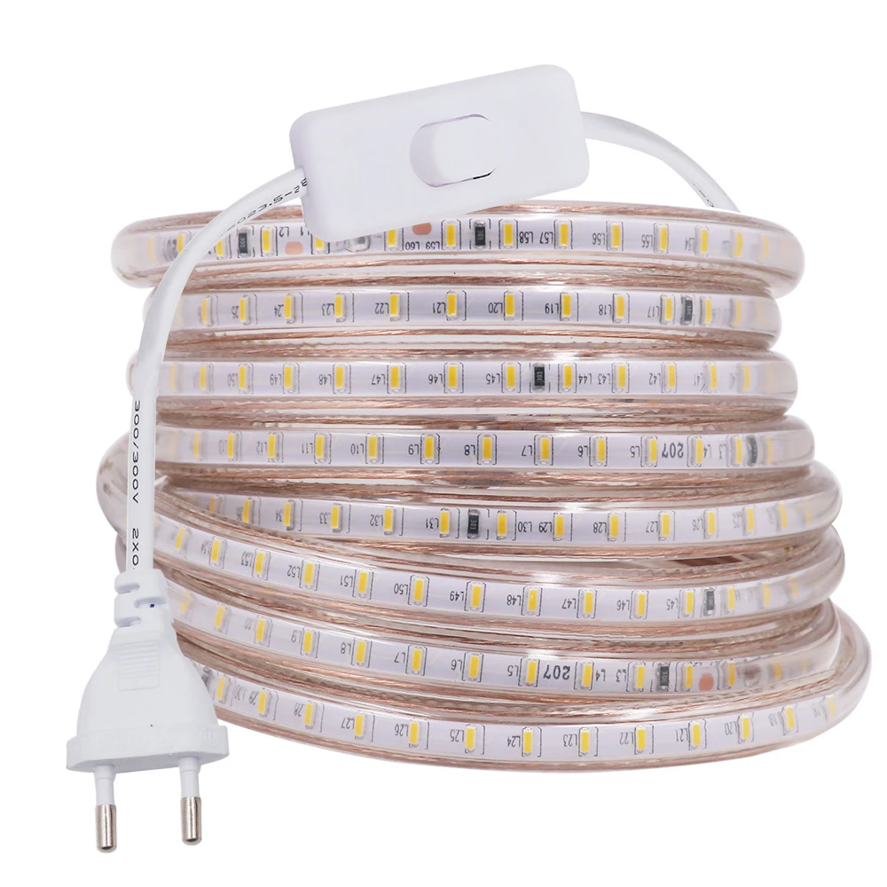 220v 230v 240v LED Strip Rope Light 3014 120LEDs/m Dimmable Flex LED Tape Waterproof Home Decoration White 1m 10m 20m 50m 100m