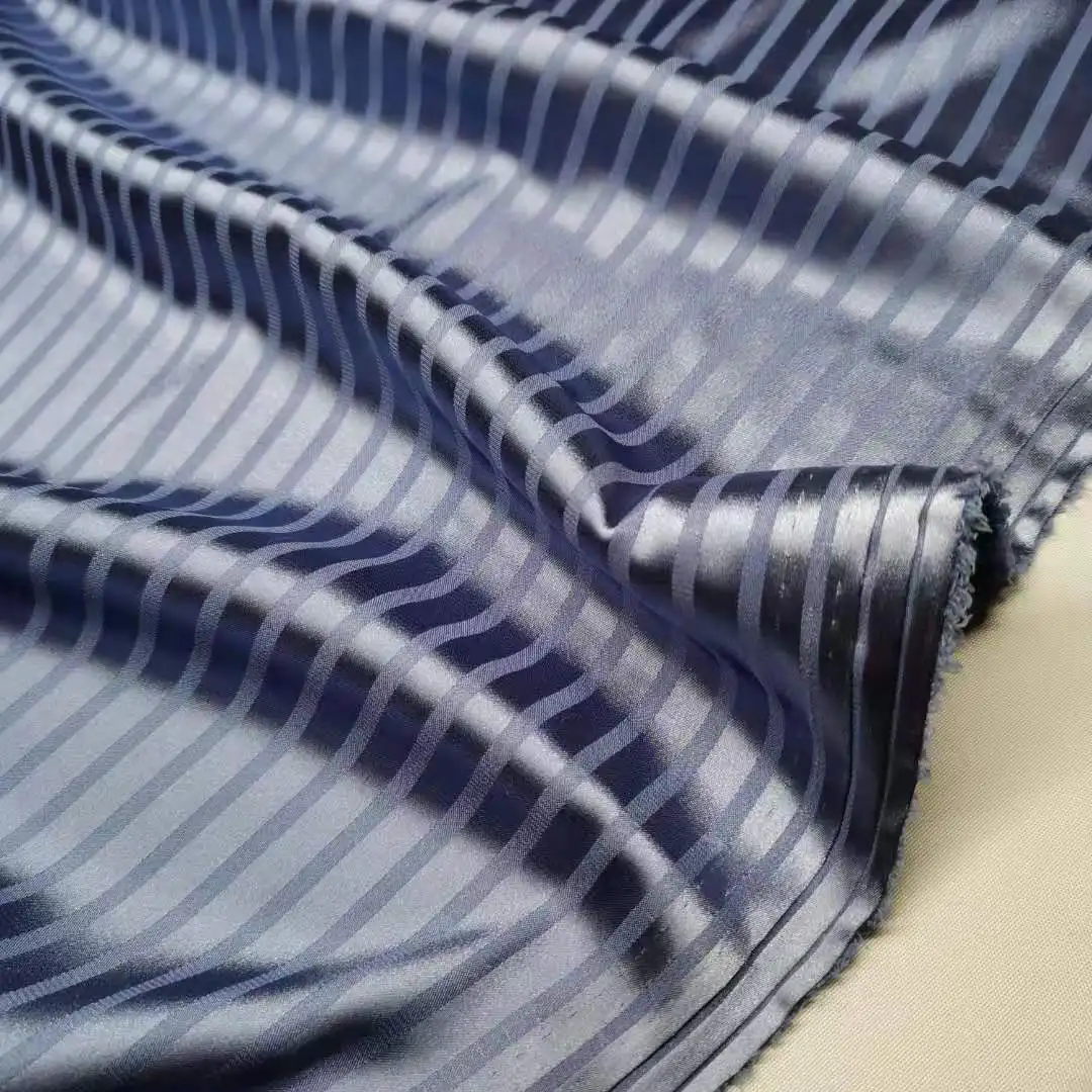 Jacquard Stripe Stretchy Satin Imitation Silk Cation Qualified Charmeuse Fabric