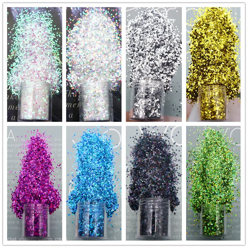 10ml 1mm Laser Hexagonal Sequins Pure Color Sequins Shiny Nail Polish Powder Flaky Nail Art Sequins Nail Patch Jewelry Material