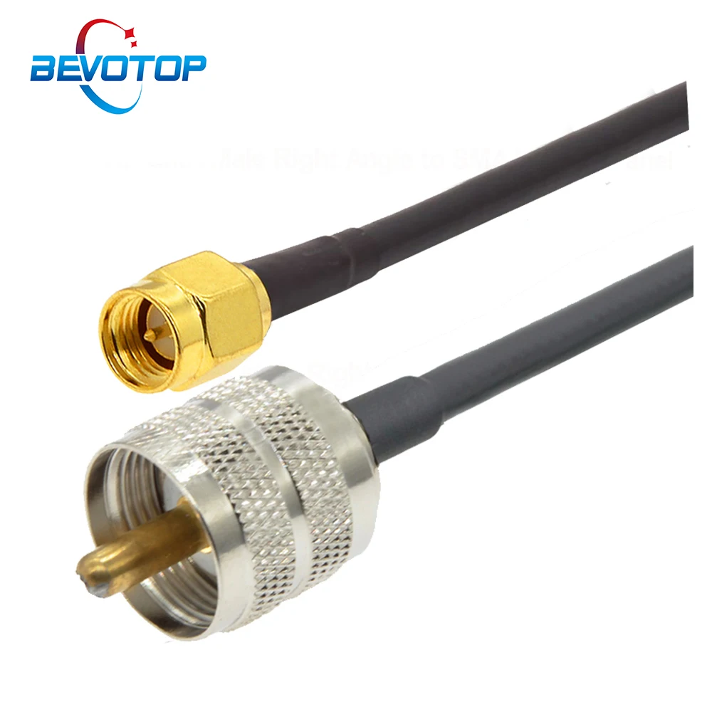 UHF RG58 Cable PL259 UHF Male to SMA Male Straight Plug Adapter Pigtail Jumper RF Coaxial Extension Cord 15CM 50CM 1M 2M 3M 5M