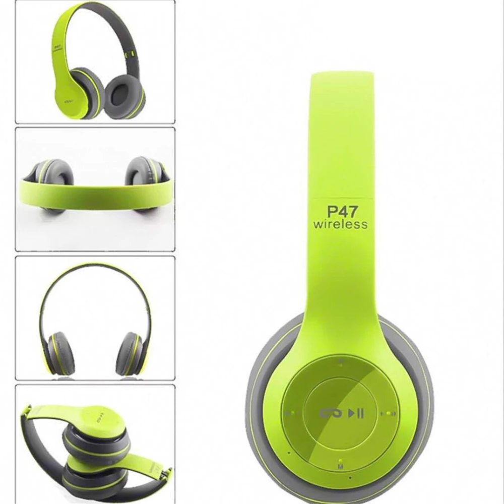 Bluetooth-compatible V5.0 Wireless Headphones Ear Foldable Stereo Noise Cancelling Headset Headphone Aux in, TF Card, FM