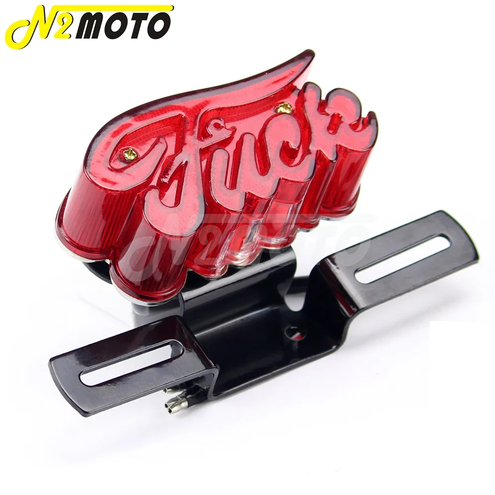 Retro Old School Universal Motorcycle Tail lights Rear License Plate Taillight For Harley Chopper Bobber Red Lens Stop Light