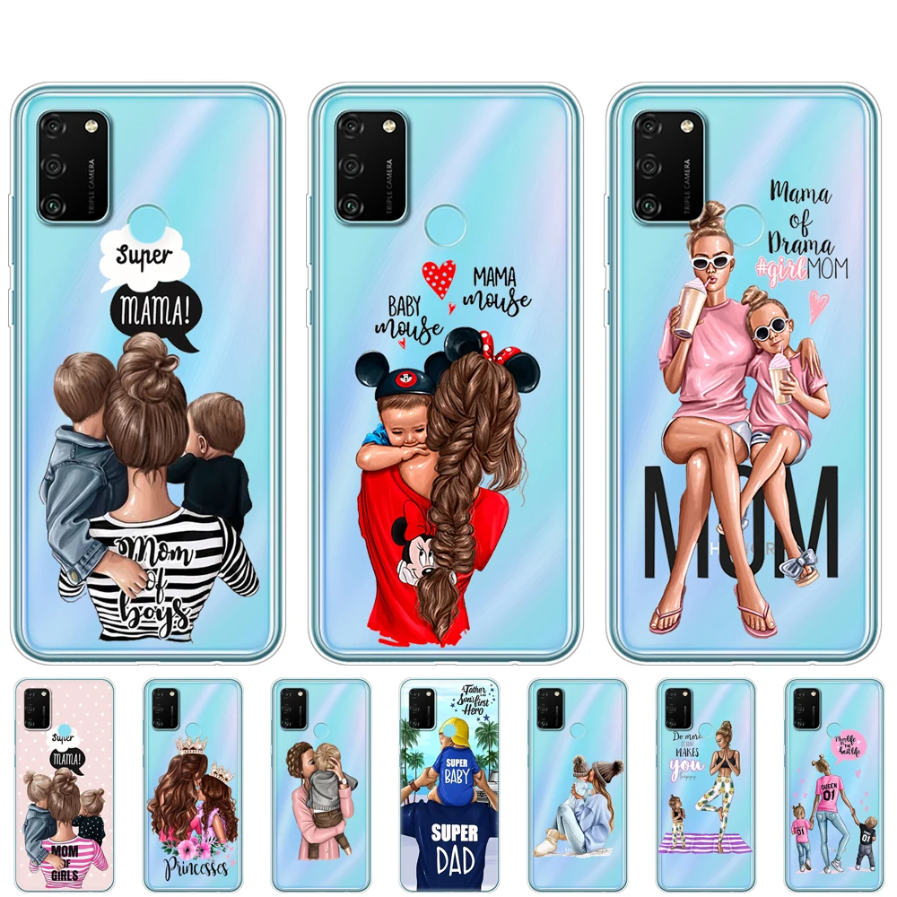 

Silicon Case For HONOR 20 lite view 30 v 30 pro plus For huawei honor 20S 9A 9C 9S 9X Premium 7s 8a Baby Mom Girl dad super