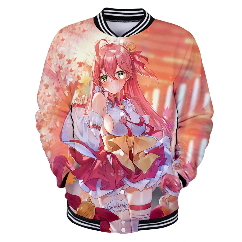 HOLOLIVE VTuber Sakura Miko 3D autumn winter  Holiday Men/Women casual Baseball Uniform Streetwear Kawaii Style sweatshirt