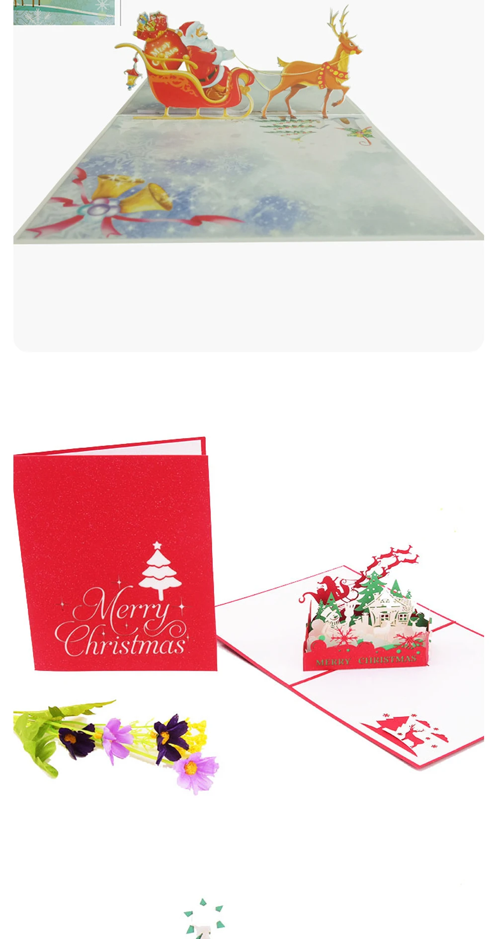3D Pop-Up Weihnachtsmann-Karten Frohe Weihnachten Grußkarten Partyeinladungen Geschenke Neujahrsgrüße Jubiläumsgeschenke Postkarte – Detail 5