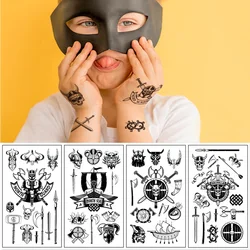 10pcs/set Temporary Tattoo Black Vikings Pirates Children Party Makeup Boy Disposable Waterproof Body Sticker Gift For Kids