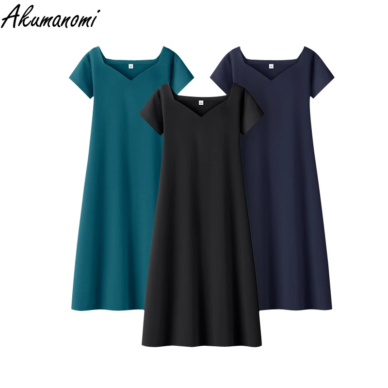 plus size women clothing 10xl 9xl 8xl 7xl 6xl 5xl Cotton Dress vintage clothes short sleeve knitting casual dresses robe femme