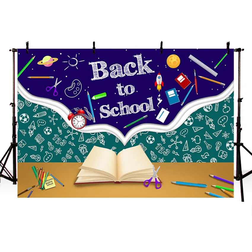 Back to School Backdrop Kids Baby First Day of School Photography Background Blackboard Back to School Party Banner Supplies