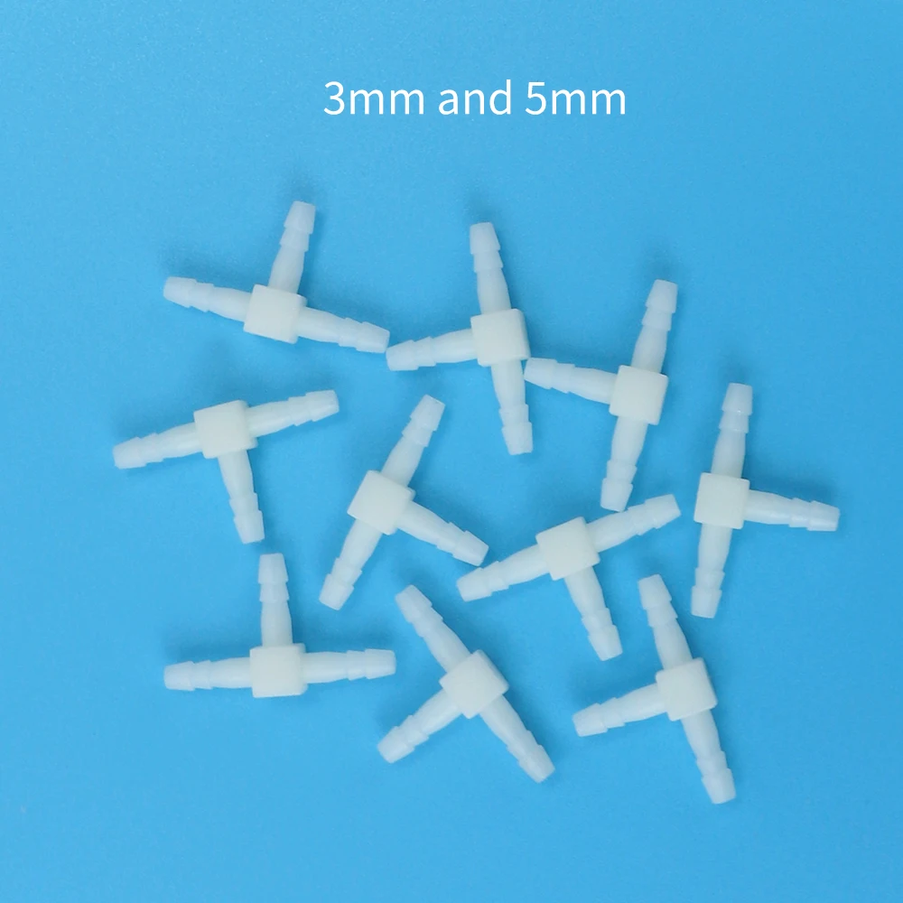 10pcs 3-5mm PE Plastic Tee Joint Hose Connectors Aquarium Accessories Water Tank Air Pump Tube Garden Water Connector Dental Lab