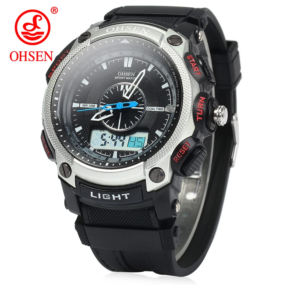 Ohsen Men Watches Men Sport Watches Rubber Band Quartz Wristwatches Fashion Casual Men Watches Relogio Masculino reloj hombre