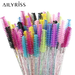 Disposable Eyelash Brush 25/50 Pcs Crystal Eye Brush Diamond Handle Mini Mascara Wands Brush Eyelash Extension Makeup Brush Set