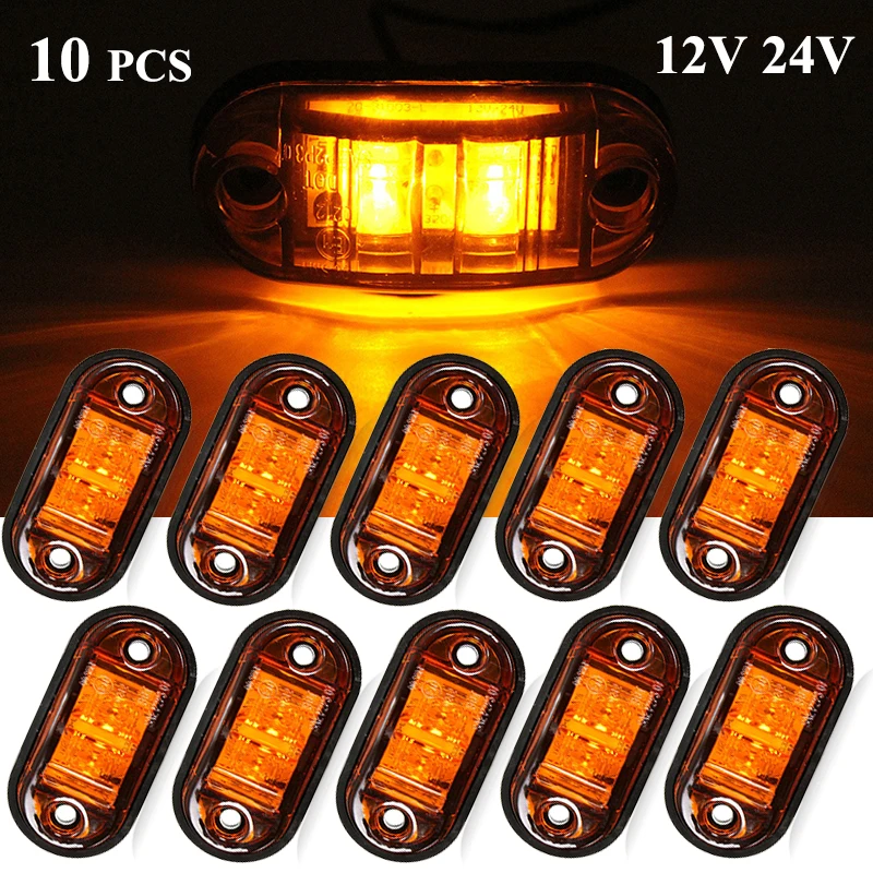 10PCS 12V 24V LED Side Marker Lights Parking lights Warning Tail Lamps Auto Lorry Trailer Light Amber Truck Accessories