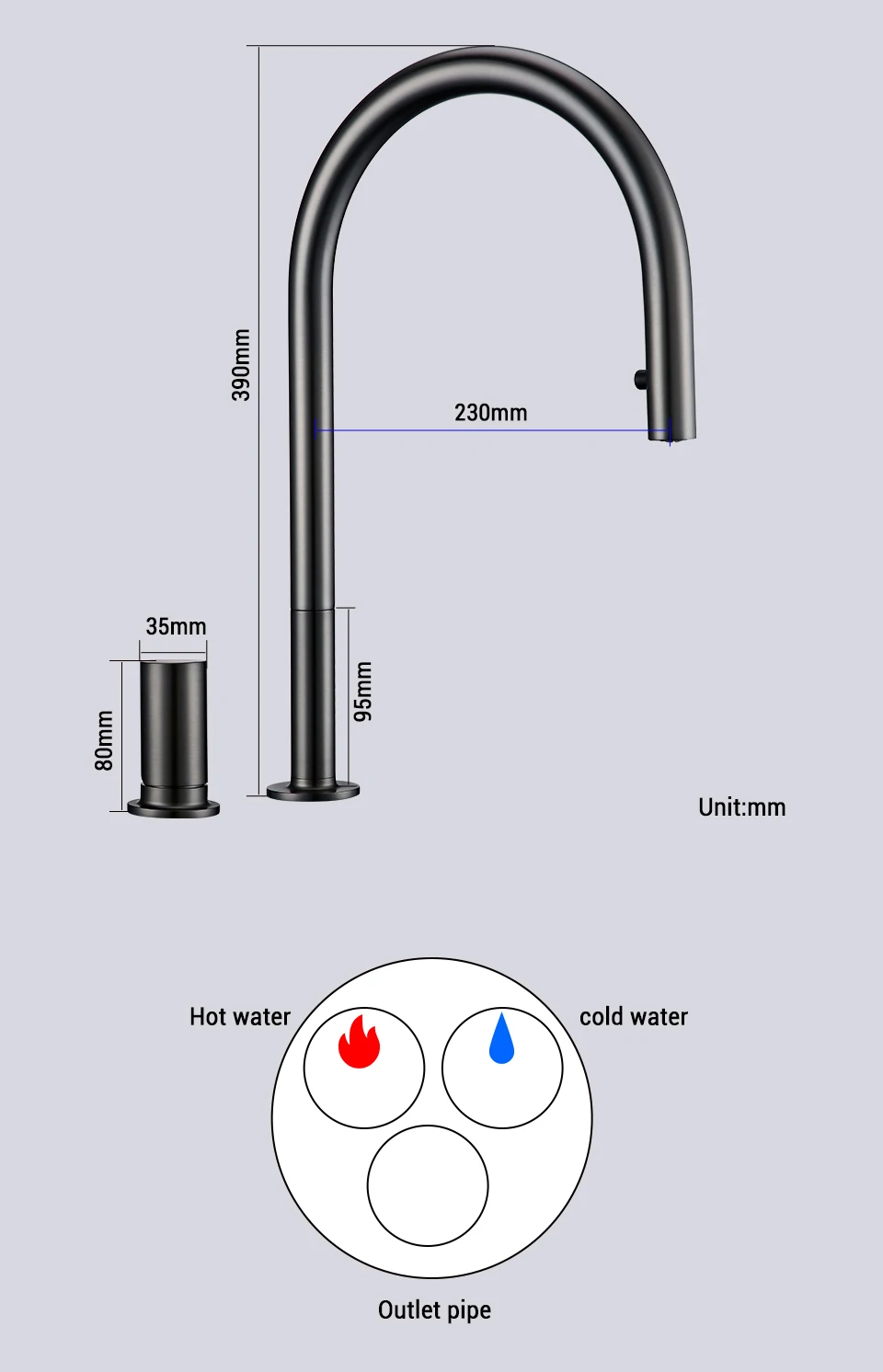 Pull Down Kitchen Sink Faucet Brushed Gunmetal Black Single Handle Double Hole Hot And Cold Sprayer Brass Countertop Mounted