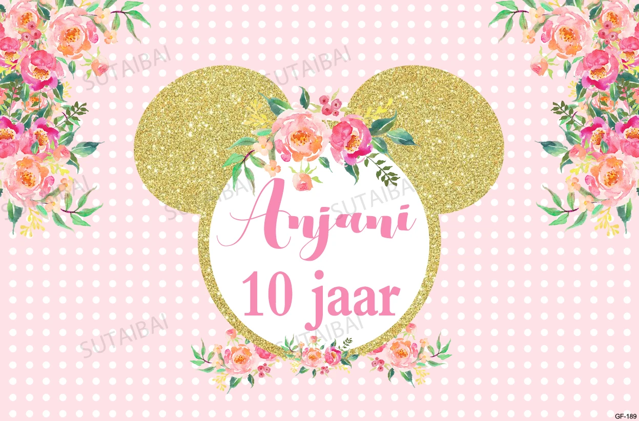 Mouse Birthday Backdrop Cartoon Party Pink Girl Decoration Kids Baby Shower Newborn Portrait Customize Background Photocall