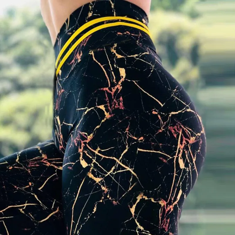 Marble Style Sport Leggings Women High Waist Push Up Gym Yoga Pants Fitness Legging Running Trousers Woman Tight Sport Pants