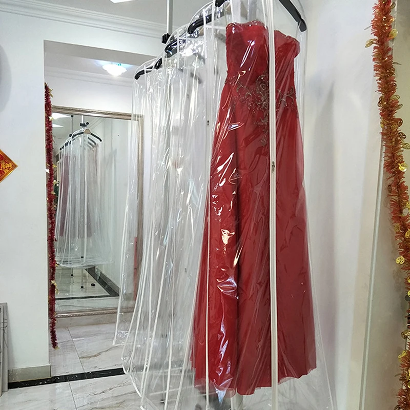 1PC Waterproof PVC Transparent Solid For Wedding Dress Dust Cover Clothing Garment Bags Gown Storage Bag 160*70*30cm