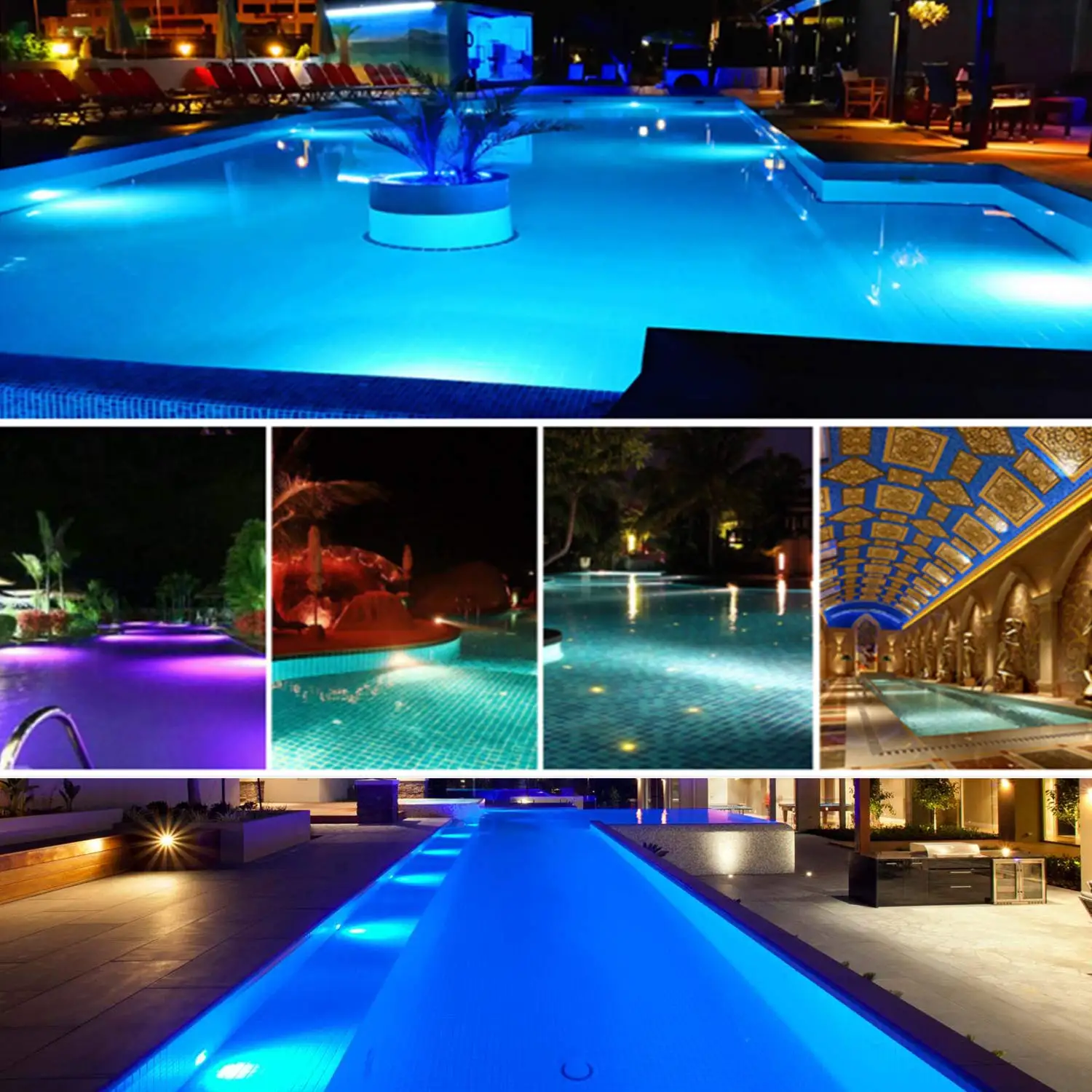 Luz Led para piscina con Control Bluetooth, resistente al agua IP68, 47W, RGB, con cable de 3M, tres canales, cinco modos de operación