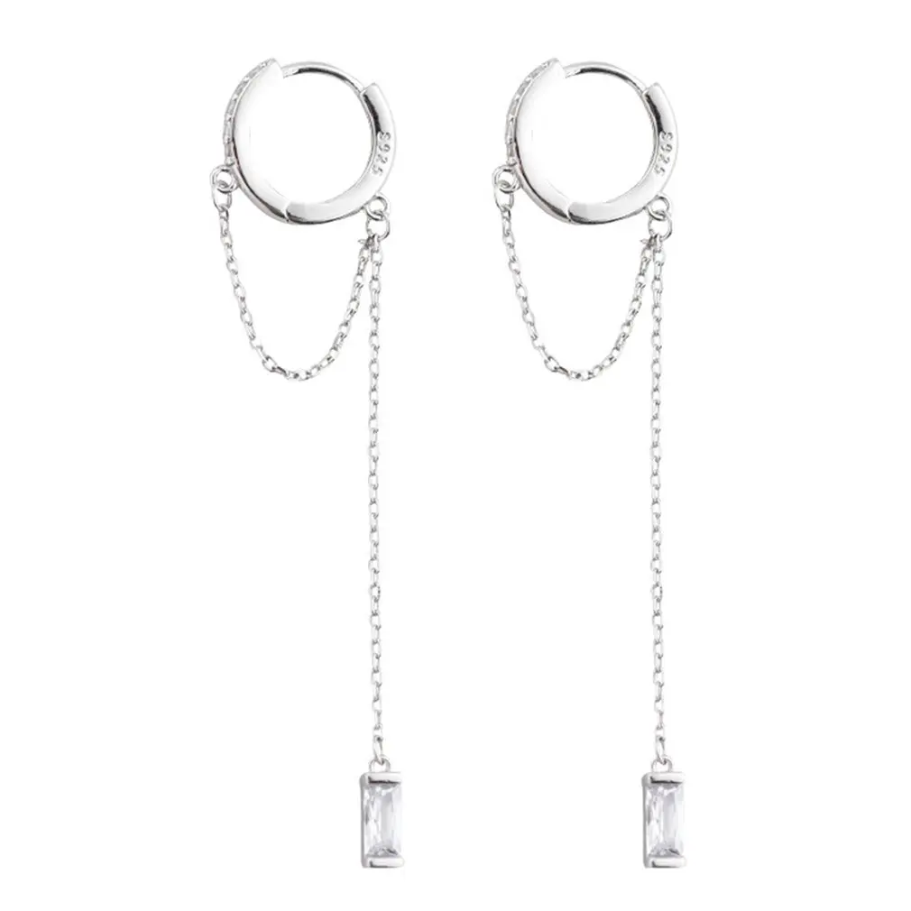 Prevent Allergy 925 Sterling Silver Tassel Round Bead Long Drop Earring For Women Party Wedding Jewelry Eh1047