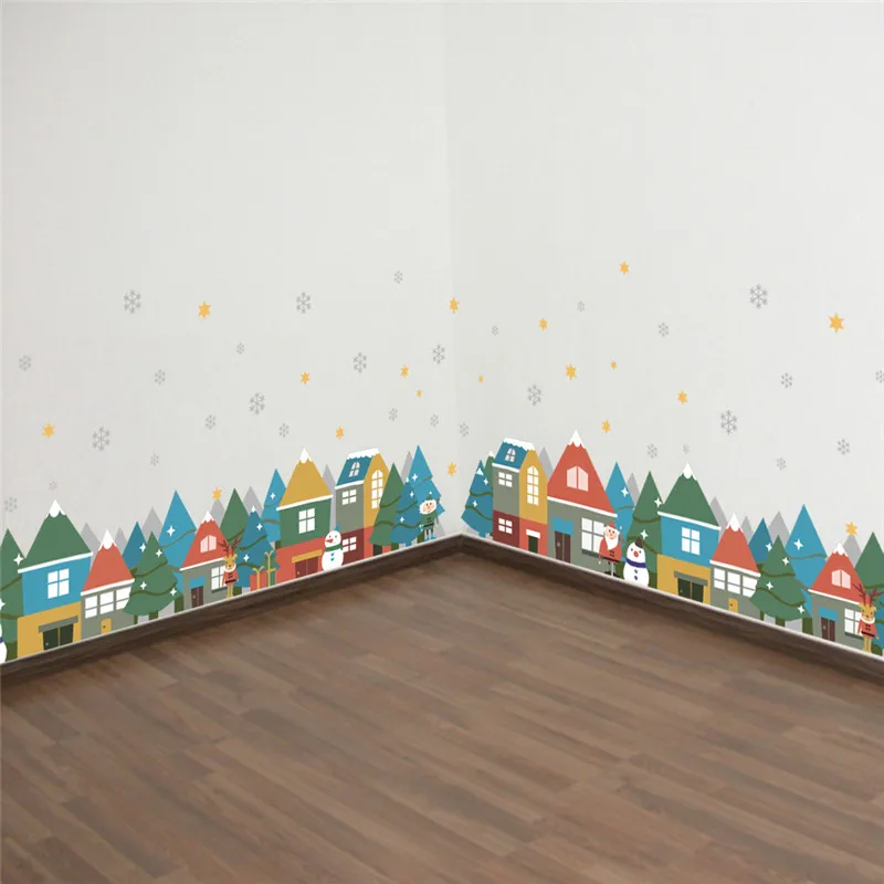 

Merry Christmas House Wall Decal Home Decoration Baseboard Mural Art Diy Home Sticker Xmas Gift