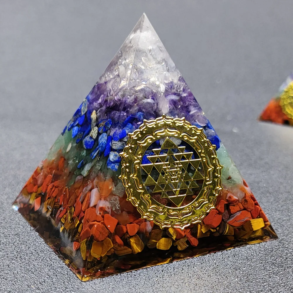 Orgonite Energy Natural Stone 7 Chakra Pyramid Jewelry Ornaments Healing Balance Yoga Meditation Decoration Dropshipping Gifts