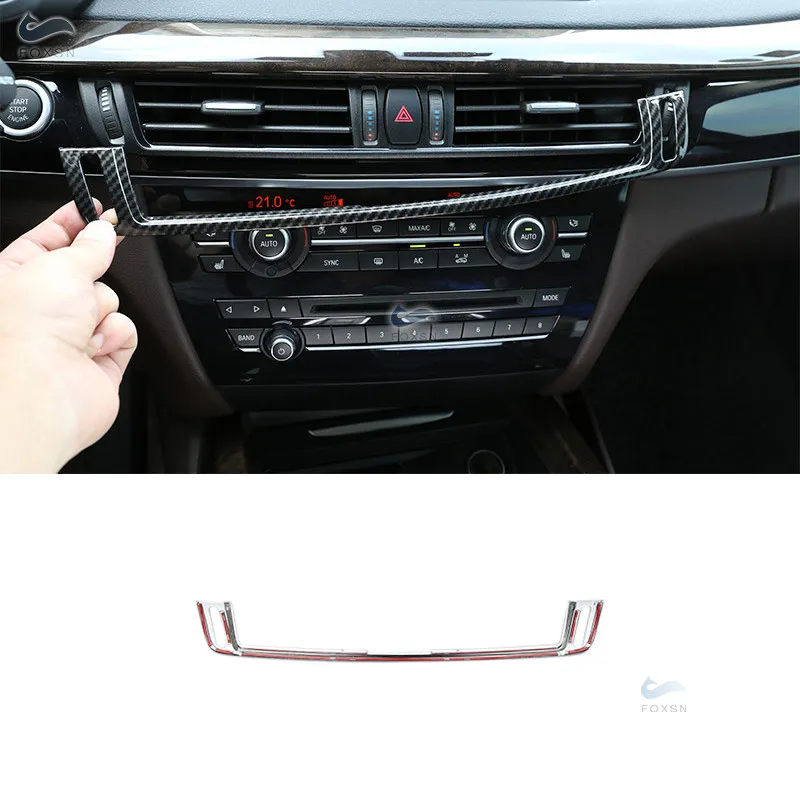 

For BMW X5 F15 2014-2017 X6 F16 2015-2018 Car Carbon Fiber Texture Center Control Air Conditioner Outlet Frame Cover Trim