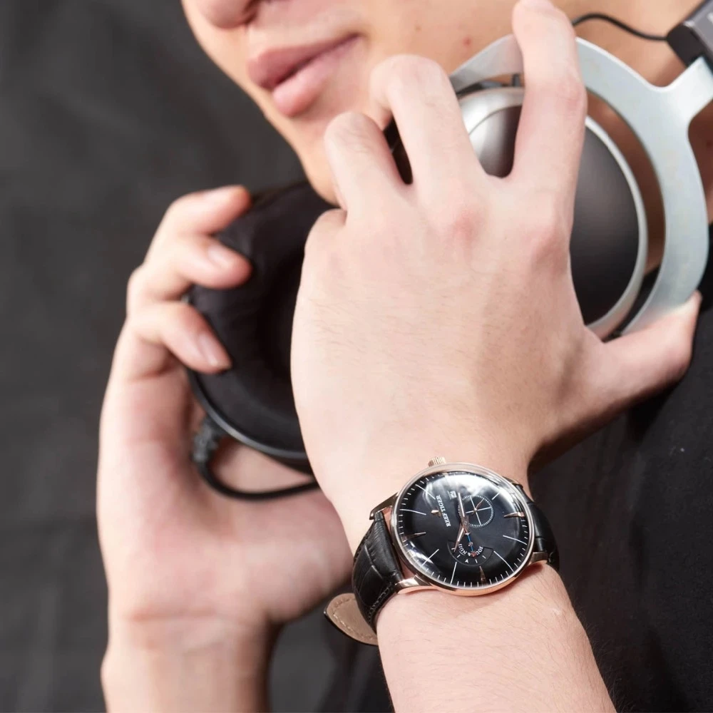 Reef Tiger/RT Роскошные повседневные мужские механические часы из натуральной кожи Водонепроницаемые сапфировые автоматические часы Relogio Masculino