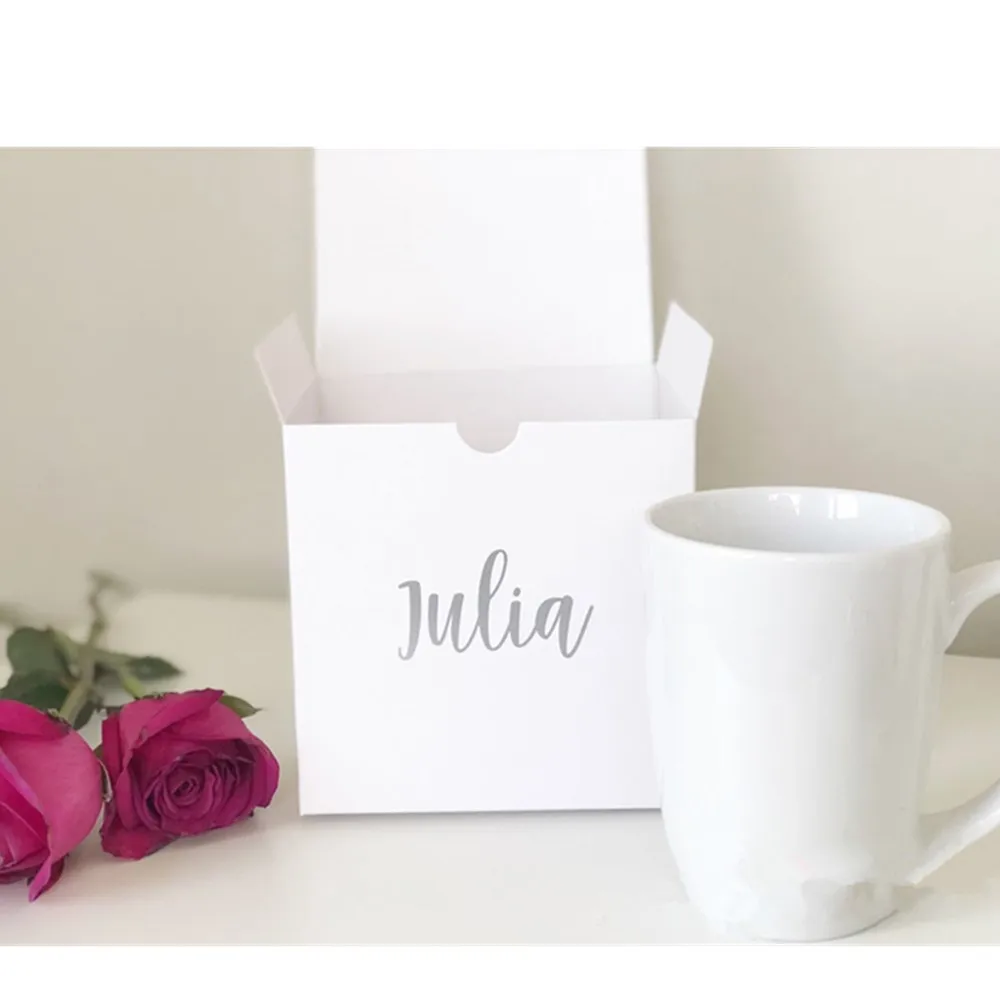 Personalized silver gift boxes with name  small square white gift boxes  bridesmaid proposal gift boxes cutom Birthday gift box