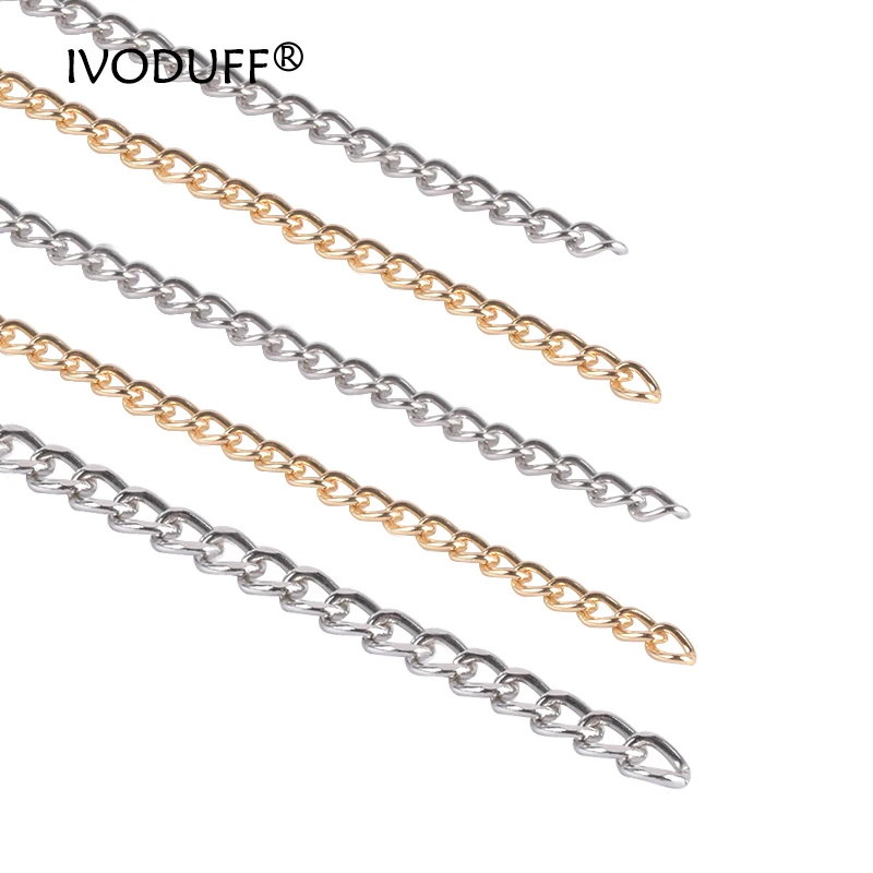 2x Ivoduff Long 120cm Metal Purse Chain Strap Handle Handle Replacement For Handbag Shoulder Bag