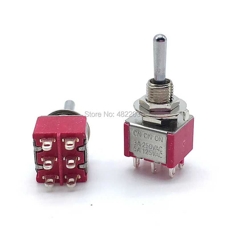 

2pcs T812 Locking Toggle Switch T80-T ON ON ON 3A/250V 5A/125V 6mm 6PIN SP3T 3 Way Switches