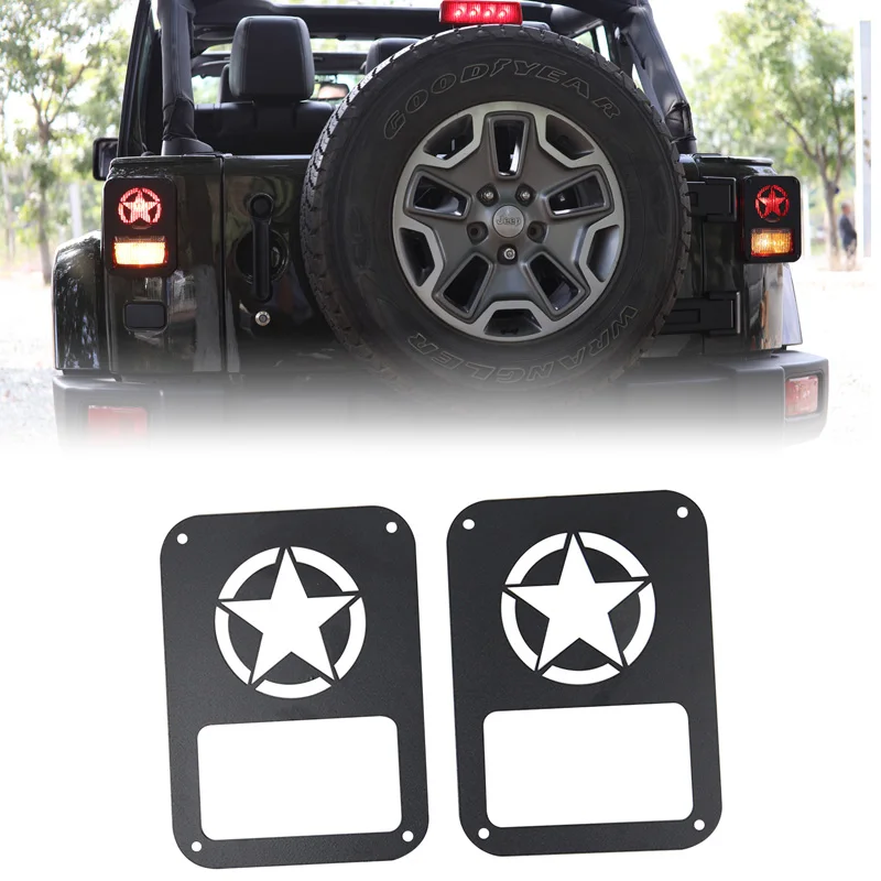 For Jeep Wrangler  JK & Unlimited 2007-2017 Freedom Star Black Metal Tail Light Guards Covers Factory  auto accessories