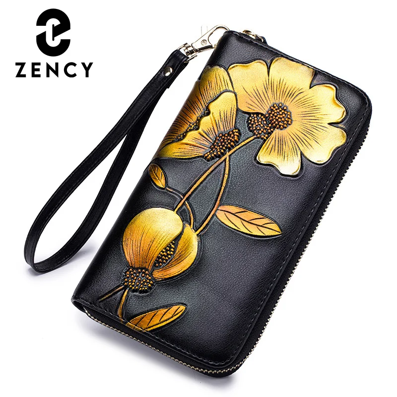 Zency Soft Genuine Leather Wallets Colorful Long Large Capacity Female Purses Multifunction Classic Women\'s Card Houlder Purse