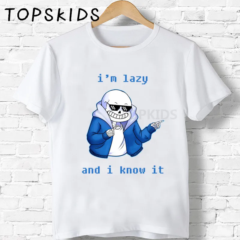 

2021 Undertale Sans T shirt Game Funny Skull Brother Baby Boys Tops Children Cartoon Girls Clothes Summer Kids T-shirt,HKP2405