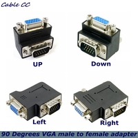 VGA SVGA male, 90 Degrees UP and Down, Left and Right, Female Expansion Adapter for Monitor and Projector Computer Host