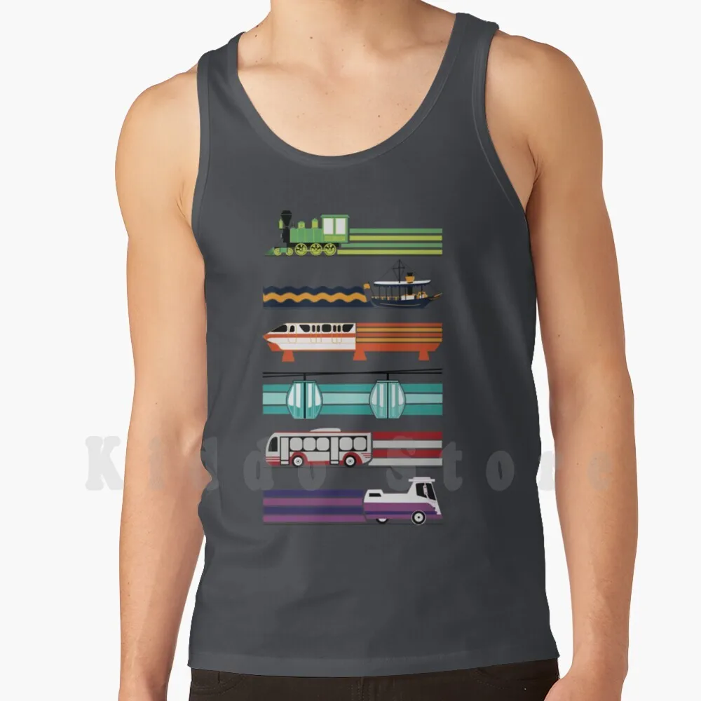 Magical Transportation Tank Tops Vest Sleeveless World Walt World Train Monorail Skyliner Tram Boat Bus