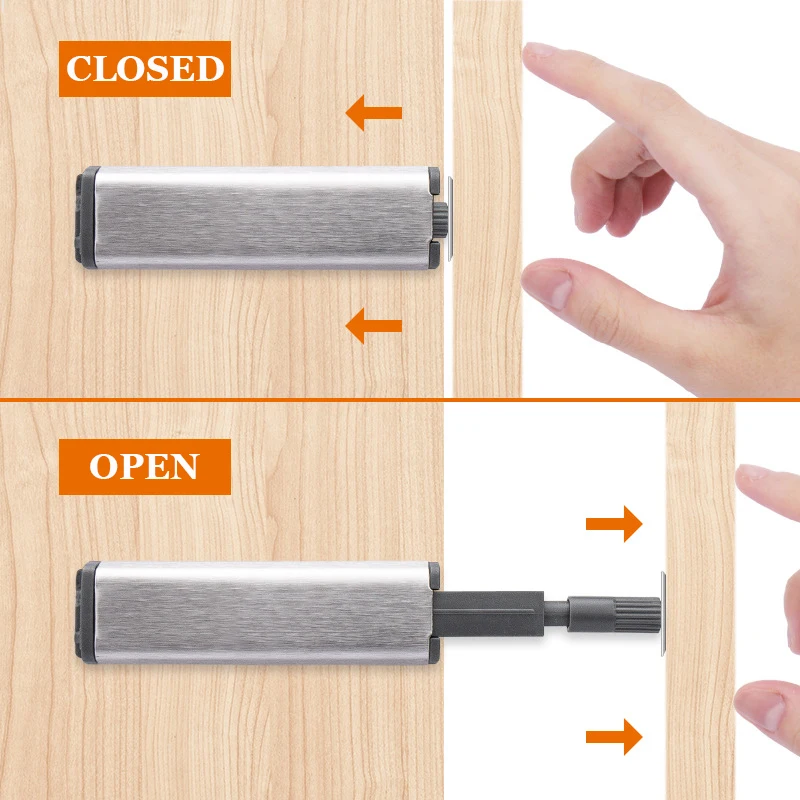 NAIERDI 10PCS Stainless Steel Cabinet Catches Push to Open Damper Buffer Invisible Cabinet Pull Magnetic Touch Switch Rebounder