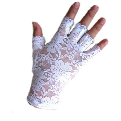 Women Gothnic Party Sexy Dressy Lace Gloves Fingerless Black White Mittens Spring And Summer Mittens Accessories