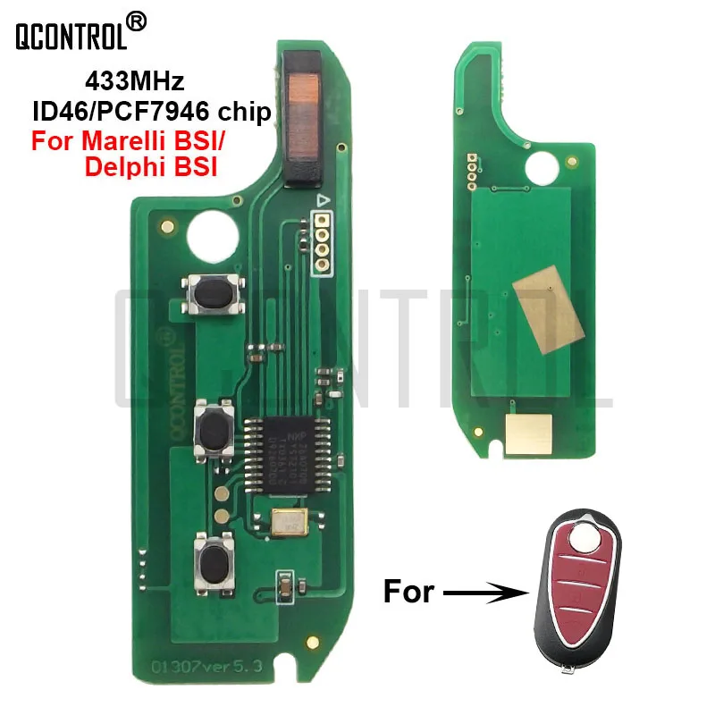 QCONTROL Car Remote Key Circuit Board for Alfa Romeo Giulietta 147 156 166 chiave 2008-2015 Years PCF7946 433 ASK Auto Smart key