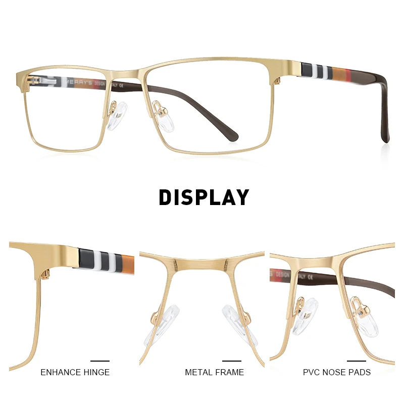 MERRYS DESIGN Men Titanium Alloy Square Glasses Frame Business Style Male Acetate Legs Myopia Prescription Eyeglasses S2254
