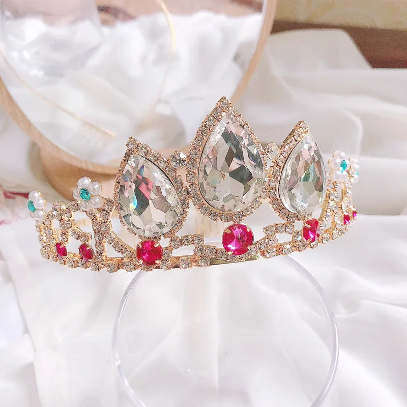 1PC Children Rhinestone Crown Crystal Headband Hair Accessories Princess Hairband Wedding Girl For Party Gift Festival Headdress