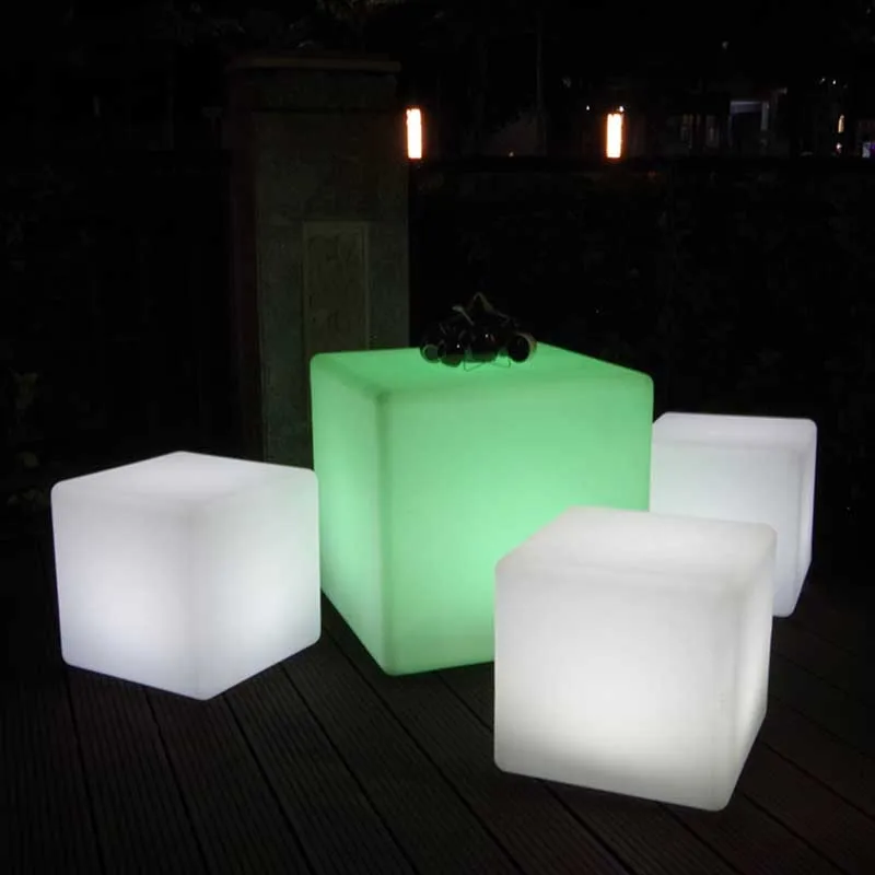 Rechargeable LED Cube Light RGB Wireless Hotel Decoration LED Furniture Waterproof Garden Glowing Stool Remote Control Chair